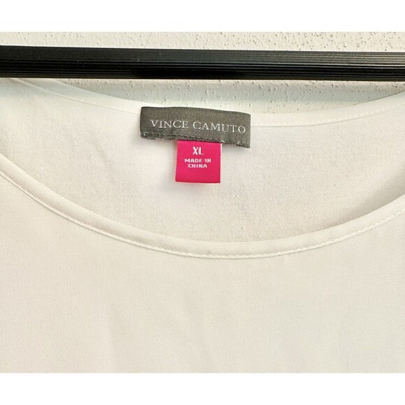 Vince Camuto Women's Chiffon Scoop‎ Neck Blouse Ivory Lined, XL - Picture 4 of 14